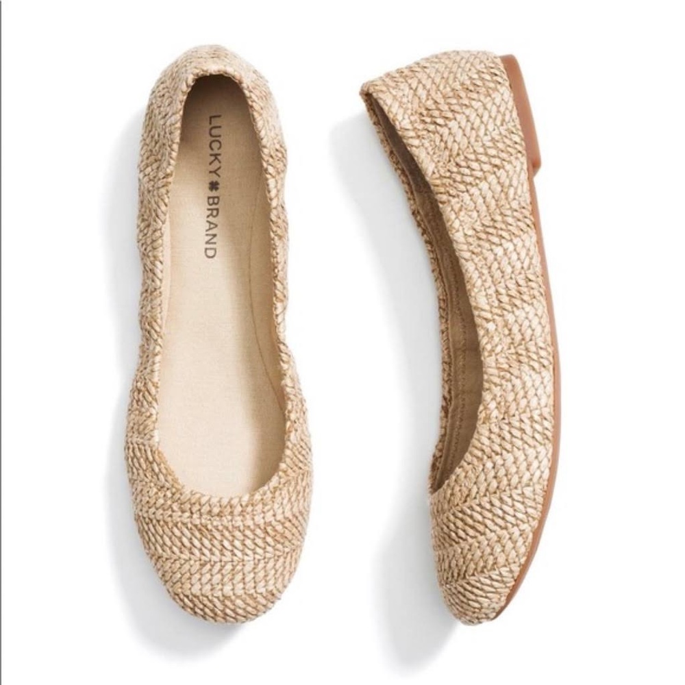 Lucky Brand Woven Straw Ballet Flats in Natural